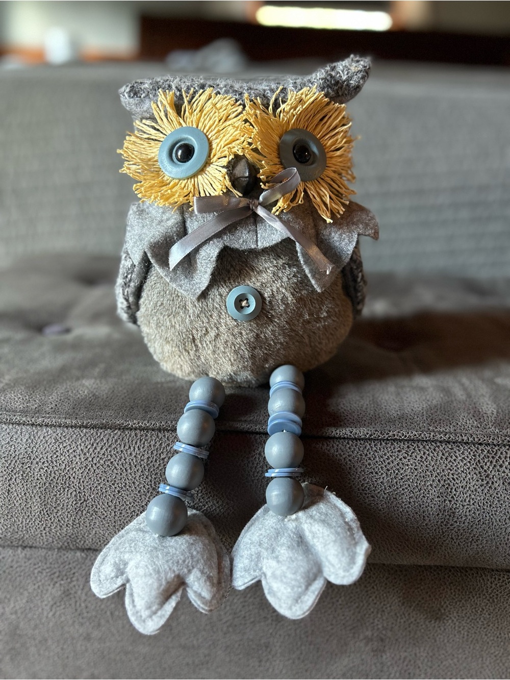 Gray and Yellow Decorative Owl Plush